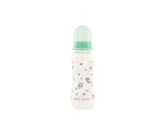 Бутылочка для кормления Baby Team с силиконовой соской 250 мл 0+ мятная (1121_мятный)