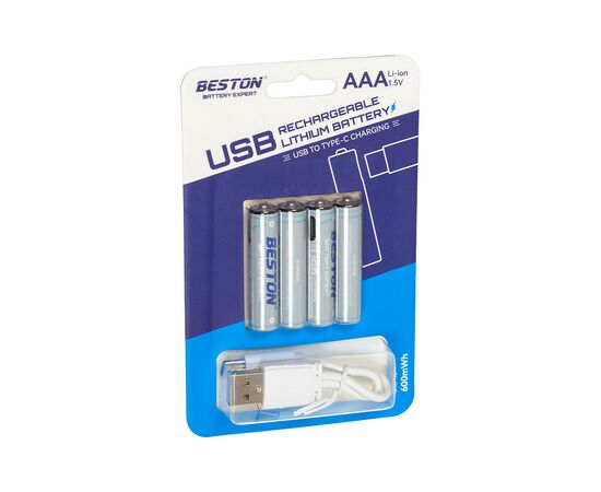 Акумулятор Beston AAA USB Type-C 400mah 1.5V Li-ion * 4 (3AC-18/AA620272)