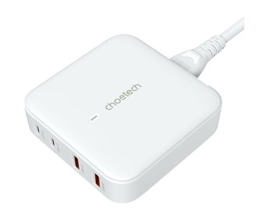 Зарядное устройство Choetech GaN 2 USB-A / 2 USB-C 100W QC3.0/PD/PPS (PD8008-EU-WH), изображение 2 Зарядное устройство Choetech GaN 2 USB-A / 2 USB-C 100W QC3.0/PD/PPS (PD8008-EU-WH), изображение 2