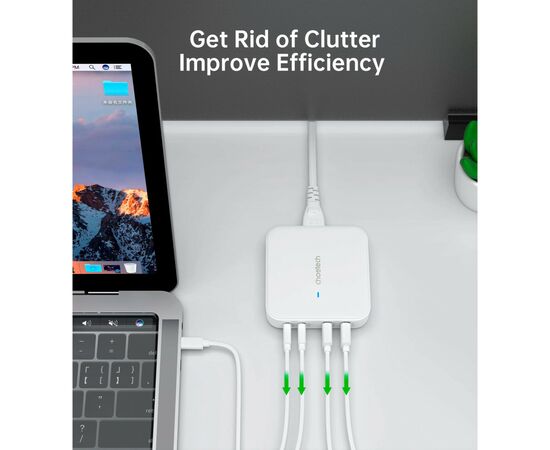 Зарядное устройство Choetech GaN 2 USB-A / 2 USB-C 100W QC3.0/PD/PPS (PD8008-EU-WH), изображение 5 Зарядное устройство Choetech GaN 2 USB-A / 2 USB-C 100W QC3.0/PD/PPS (PD8008-EU-WH), изображение 5