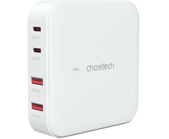 Зарядний пристрій Choetech GaN 2 USB-A / 2 USB-C 100W QC3.0/PD/PPS (PD8008-EU-WH)