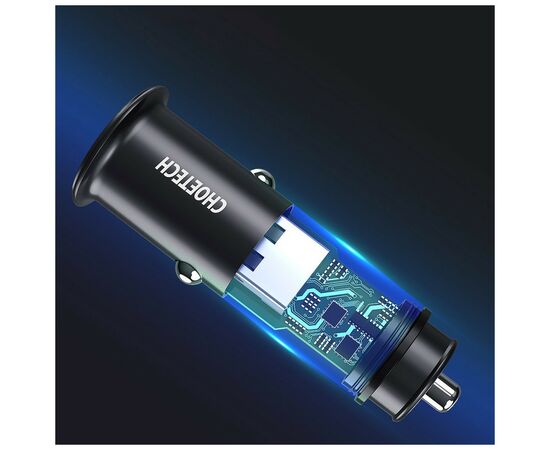 Зарядное устройство Choetech Car USB-A/USB-C 30W QC3.0/PD (TC0006-V2-BK), изображение 7 Зарядное устройство Choetech Car USB-A/USB-C 30W QC3.0/PD (TC0006-V2-BK), изображение 7