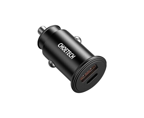 Зарядний пристрій Choetech Car USB-A/USB-C 30W QC3.0/PD (TC0006-V2-BK)