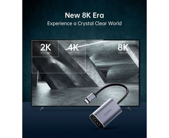 Переходник USB-C to HDMI 8K 60 Hz Choetech (HUB-H16-GY), изображение 5 Переходник USB-C to HDMI 8K 60 Hz Choetech (HUB-H16-GY), изображение 5