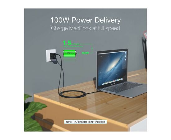 Дата кабель USB-С to USB-С 2.0m 100W 4K60Hz USB3.1 GEN2 Choetech (XCC-1007-V2-BK), изображение 4 Дата кабель USB-С to USB-С 2.0m 100W 4K60Hz USB3.1 GEN2 Choetech (XCC-1007-V2-BK), изображение 4