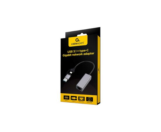 Адаптер USB-A/USB/C to 1Gbps Lan Cablexpert (A-USB3AC-LAN-01), изображение 3 Адаптер USB-A/USB/C to 1Gbps Lan Cablexpert (A-USB3AC-LAN-01), изображение 3