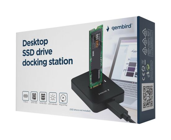 Док-станція для накопичувачів Gembird USB Type-C M.2 SATA NVME SSD (DD-U3M2), зображення 2 Док-станція для накопичувачів Gembird USB Type-C M.2 SATA NVME SSD (DD-U3M2), зображення 2