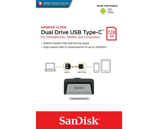 USB флеш накопитель SanDisk 128GB Ultra Dual USB 3.0/Type-C (SDDDC2-128G-G46), изображение 12 USB флеш накопитель SanDisk 128GB Ultra Dual USB 3.0/Type-C (SDDDC2-128G-G46), изображение 12