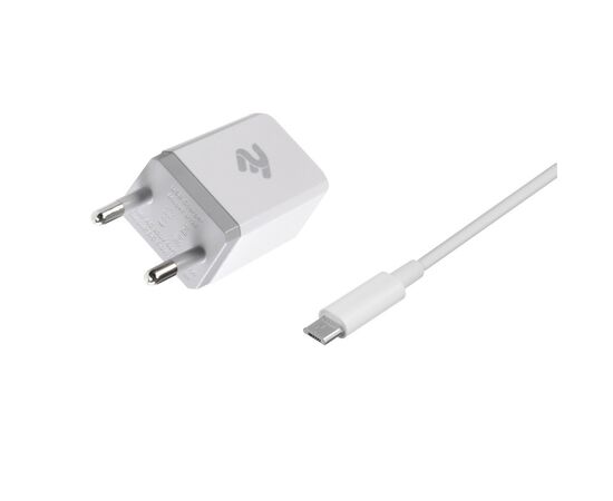 Зарядное устройство 2E USB Wall Charger USB:DC5V/2.1A +кабель MicroUSB 2.4A, white (2E-WC1USB2.1A-CM), изображение 2 Зарядное устройство 2E USB Wall Charger USB:DC5V/2.1A +кабель MicroUSB 2.4A, white (2E-WC1USB2.1A-CM), изображение 2
