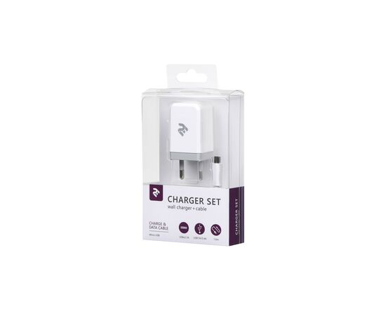 Зарядное устройство 2E USB Wall Charger USB:DC5V/2.1A +кабель MicroUSB 2.4A, white (2E-WC1USB2.1A-CM), изображение 3 Зарядное устройство 2E USB Wall Charger USB:DC5V/2.1A +кабель MicroUSB 2.4A, white (2E-WC1USB2.1A-CM), изображение 3