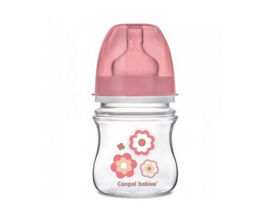 Бутылочка для кормления Canpol babies с широким горлышком Newborn baby, 120 мл, розовая (35/216_pin)