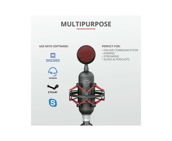 Мікрофон Trust GXT 244 Buzz USB Streaming Microphone Black (23466), зображення 6 Мікрофон Trust GXT 244 Buzz USB Streaming Microphone Black (23466), зображення 6