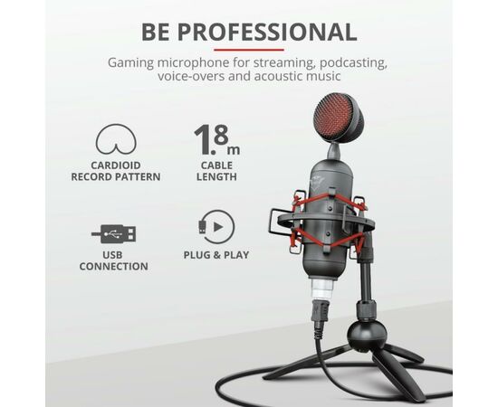 Мікрофон Trust GXT 244 Buzz USB Streaming Microphone Black (23466), зображення 9 Мікрофон Trust GXT 244 Buzz USB Streaming Microphone Black (23466), зображення 9
