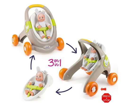 Коляска для кукол Smoby Mini Kiss 3в1 Веселые животные (210206), изображение 10 Коляска для кукол Smoby Mini Kiss 3в1 Веселые животные (210206), изображение 10