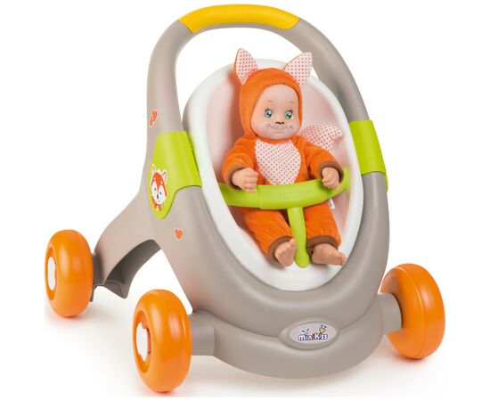 Коляска для кукол Smoby Mini Kiss 3в1 Веселые животные (210206), изображение 2 Коляска для кукол Smoby Mini Kiss 3в1 Веселые животные (210206), изображение 2