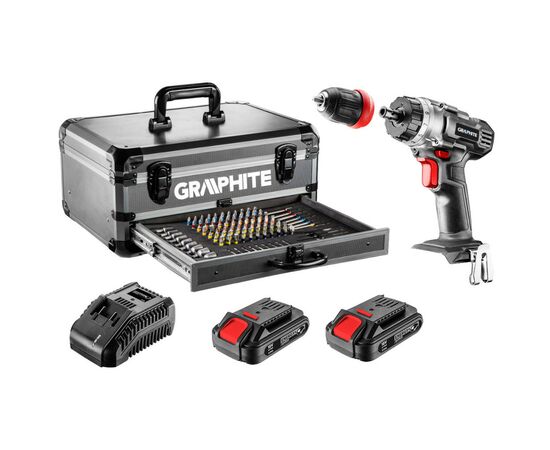 Шуруповерт Graphite Energy + SET, 18В, 2х2.0 Ач, 109ед. кейс (58G022-PS15), изображение 10