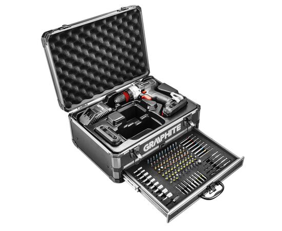 Шуруповерт Graphite Energy + SET, 18В, 2х2.0 Ач, 109ед. кейс (58G022-PS15), изображение 5