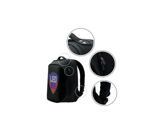 Рюкзак туристический Prestigio LEDme 25L Black LED display 64*64 pixels (PBLED125BK), изображение 9 Рюкзак туристический Prestigio LEDme 25L Black LED display 64*64 pixels (PBLED125BK), изображение 9