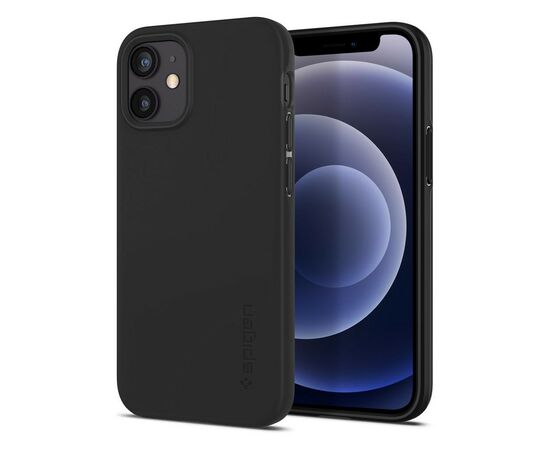 Чехол для моб. телефона Spigen iPhone 12 mini Case Thin Fit, Black (ACS01739), изображение 2 Чехол для моб. телефона Spigen iPhone 12 mini Case Thin Fit, Black (ACS01739), изображение 2