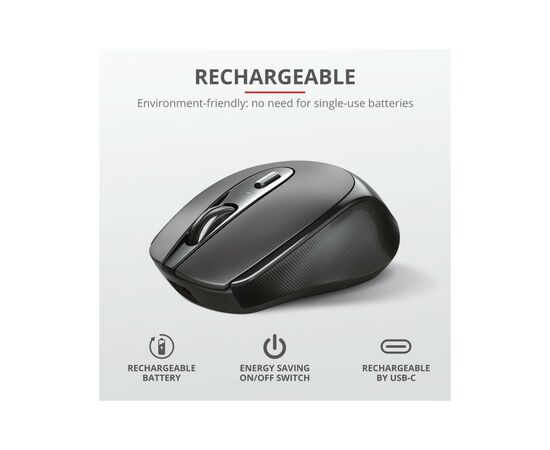 Мышка Trust Zaya Rechargeable Wireless Black (23809), изображение 10 Мышка Trust Zaya Rechargeable Wireless Black (23809), изображение 10