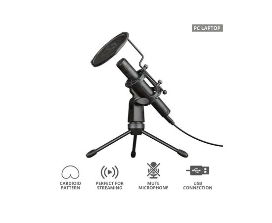 Мікрофон Trust GXT 241 Velica USB Black (24182), зображення 5 Мікрофон Trust GXT 241 Velica USB Black (24182), зображення 5