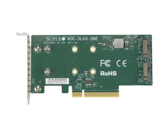 Плата расширения Supermicro PCIe x8 до SSD 2x m.2 NVMe (AOC-SLG3-2M2)