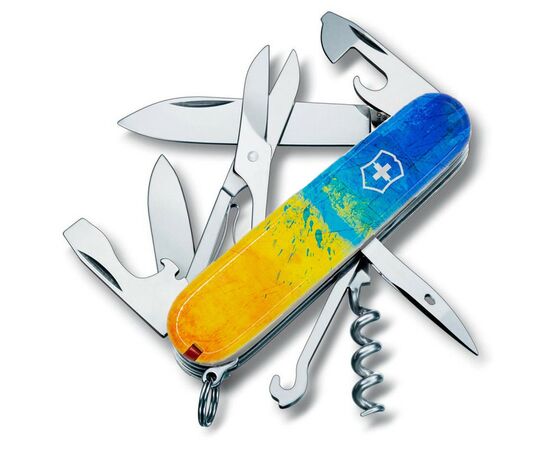 Нож Victorinox Climber Ukraine Жовто-синій малюнок (1.3703.7_T3100p), изображение 2 Нож Victorinox Climber Ukraine Жовто-синій малюнок (1.3703.7_T3100p), изображение 2