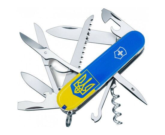 Нож Victorinox Huntsman Ukraine 91 мм Герб на прапорі вертикальний (1.3713.7_T3030p), изображение 2