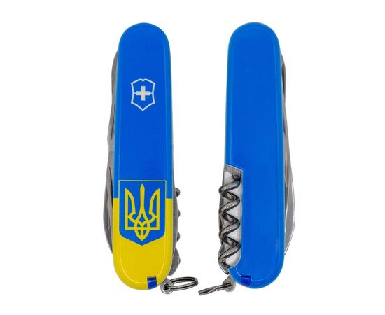 Нож Victorinox Huntsman Ukraine 91 мм Герб на прапорі вертикальний (1.3713.7_T3030p)