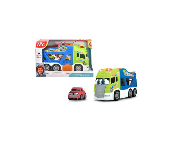 Спецтехника Dickie Toys Транспортер АВС "Скания. Тим" с мягкой машинкой, звук. и светл. эффектами, 42 см (4117000)