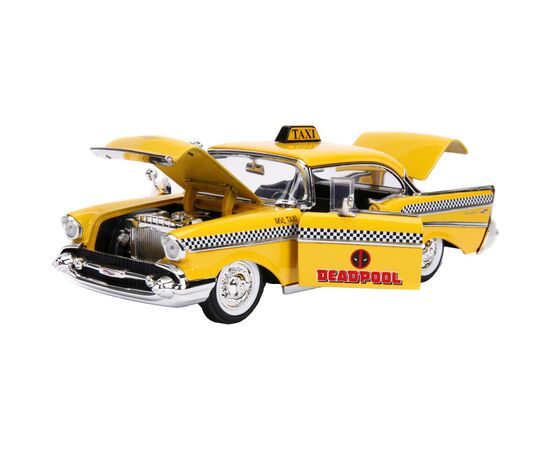 Машина Jada металлическая "Марвел. Желтое такси" Чеви Бел Эйр (1957) с фигуркой Дедпула 1:24 (253225001), изображение 11 Машина Jada металлическая "Марвел. Желтое такси" Чеви Бел Эйр (1957) с фигуркой Дедпула 1:24 (253225001), изображение 11