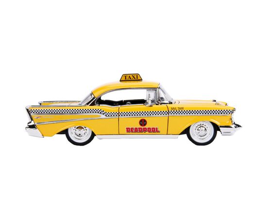 Машина Jada металлическая "Марвел. Желтое такси" Чеви Бел Эйр (1957) с фигуркой Дедпула 1:24 (253225001), изображение 9 Машина Jada металлическая "Марвел. Желтое такси" Чеви Бел Эйр (1957) с фигуркой Дедпула 1:24 (253225001), изображение 9