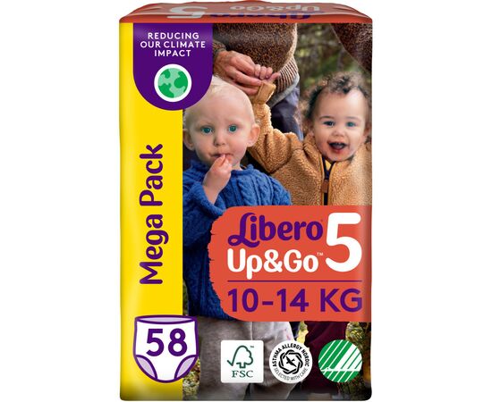 Підгузок Libero Up&Go Розмір 5 (10-14 кг) 58 шт (7322541742595)