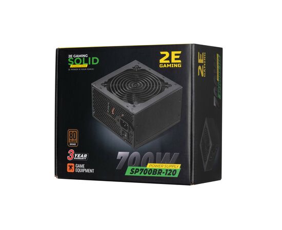 Блок питания 2E GAMING SOLID POWER (700W), >85, 80+ Bronze, 120mm, 1xMB 24pin(20+4), 1xCPU 8pin(4+4), 3xMolex, (2E-SP700BR-120), изображение 10 Блок питания 2E GAMING SOLID POWER (700W), >85, 80+ Bronze, 120mm, 1xMB 24pin(20+4), 1xCPU 8pin(4+4), 3xMolex, (2E-SP700BR-120), изображение 10