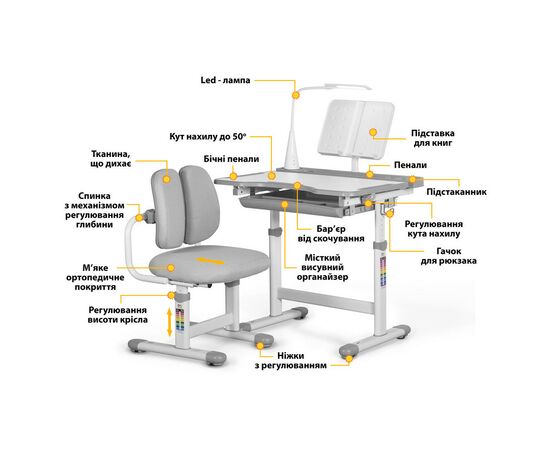 Парта со стулом Evo-kids BD-23 G, изображение 2