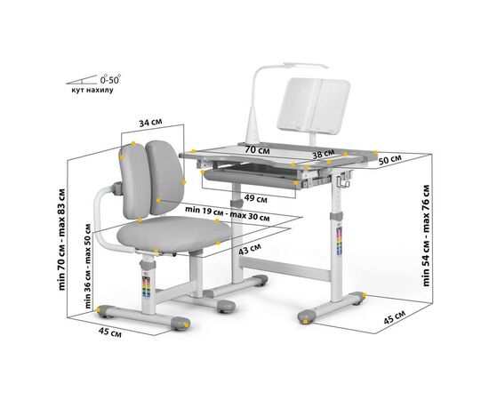 Парта со стулом Evo-kids BD-23 G, изображение 3