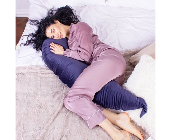 Подушка MirSon для беременных и кормления №8304 Velvet Line 28-0006 Navy blue Велюр 30х170х20 см (2200006200291), изображение 5 Подушка MirSon для беременных и кормления №8304 Velvet Line 28-0006 Navy blue Велюр 30х170х20 см (2200006200291), изображение 5