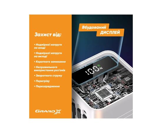 Батарея универсальная Grand-X 60000mAh, PD/100W, QC3.0, FCP, SCP (PBG100WB), изображение 10 Батарея универсальная Grand-X 60000mAh, PD/100W, QC3.0, FCP, SCP (PBG100WB), изображение 10