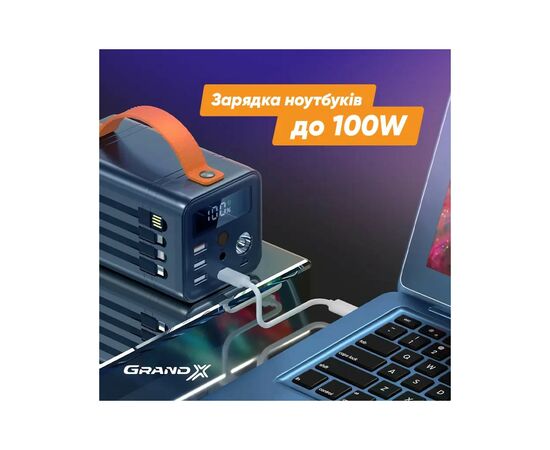 Батарея универсальная Grand-X 60000mAh, PD/100W, QC3.0, FCP, SCP (PBG100WB), изображение 2 Батарея универсальная Grand-X 60000mAh, PD/100W, QC3.0, FCP, SCP (PBG100WB), изображение 2