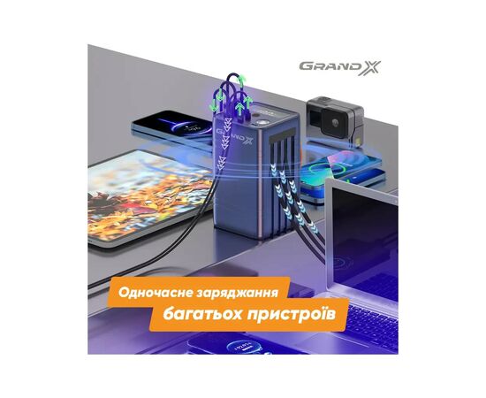 Батарея универсальная Grand-X 60000mAh, PD/100W, QC3.0, FCP, SCP (PBG100WB), изображение 3 Батарея универсальная Grand-X 60000mAh, PD/100W, QC3.0, FCP, SCP (PBG100WB), изображение 3