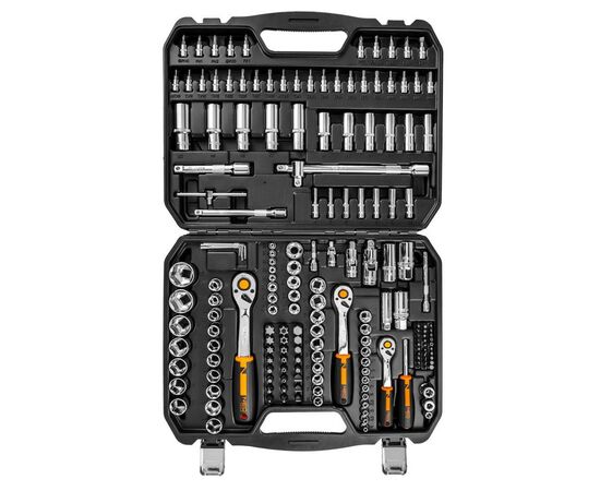 Набор инструментов Neo Tools 182 од., 1/2, 3/8, 1/4 (10-074), изображение 2 Набор инструментов Neo Tools 182 од., 1/2, 3/8, 1/4 (10-074), изображение 2