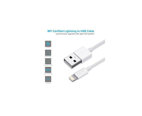 Дата кабель USB 2.0 AM to Lightning 1.2m 2.1A MFI White Choetech (IP0026-WH), изображение 5 Дата кабель USB 2.0 AM to Lightning 1.2m 2.1A MFI White Choetech (IP0026-WH), изображение 5
