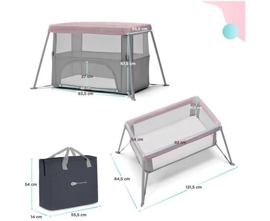Кроватка Kinderkraft манеж 2 в 1 Movi Pink (5902533918430), изображение 11 Кроватка Kinderkraft манеж 2 в 1 Movi Pink (5902533918430), изображение 11