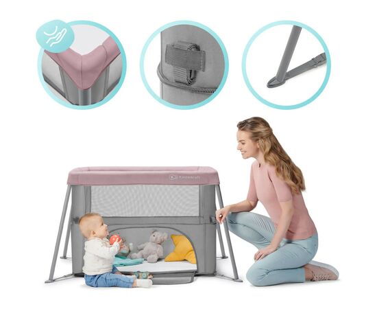 Кроватка Kinderkraft манеж 2 в 1 Movi Pink (5902533918430), изображение 9 Кроватка Kinderkraft манеж 2 в 1 Movi Pink (5902533918430), изображение 9