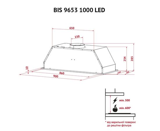 Витяжка кухонна Perfelli BIS 9653 I 1000 LED, зображення 12 Витяжка кухонна Perfelli BIS 9653 I 1000 LED, зображення 12
