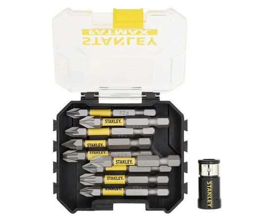 Набор бит Stanley FatMax, Pozidriv, Pz1, Pz2, Pz3, L= 50 мм, 10 шт, кейс (STA88565), изображение 3 Набор бит Stanley FatMax, Pozidriv, Pz1, Pz2, Pz3, L= 50 мм, 10 шт, кейс (STA88565), изображение 3