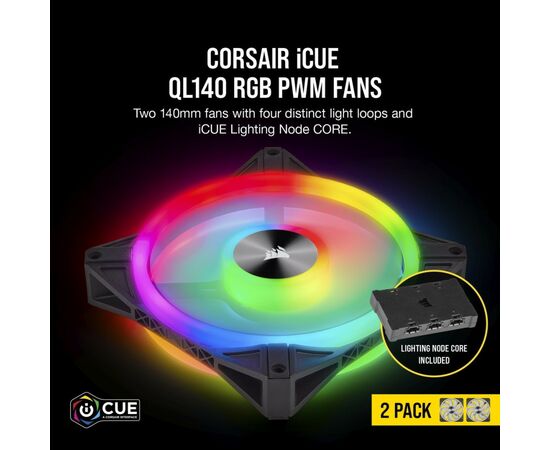 Кулер для корпуса Corsair QL Series, QL140 RGB, 140mm RGB LED Fan (CO-9050100-WW), изображение 7 Кулер для корпуса Corsair QL Series, QL140 RGB, 140mm RGB LED Fan (CO-9050100-WW), изображение 7