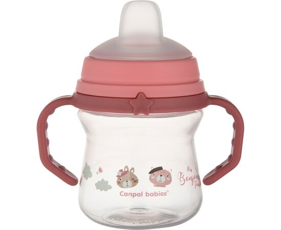Поїльник-непроливайка Canpol babies Bonjour Paris з силіконовим носиком FirstCup 150 мл Рожева (56/612_pin)