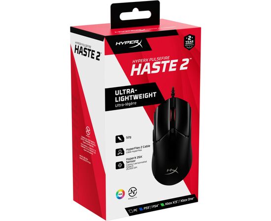 Мышка HyperX Pulsefire Haste 2 USB Black (6N0A7AA), изображение 10 Мышка HyperX Pulsefire Haste 2 USB Black (6N0A7AA), изображение 10