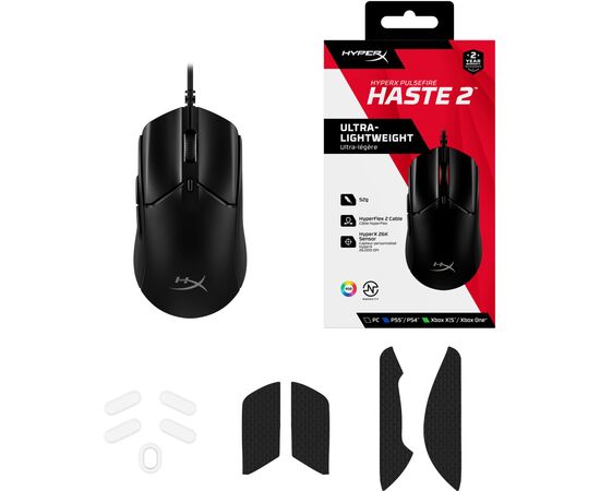 Мышка HyperX Pulsefire Haste 2 USB Black (6N0A7AA), изображение 9 Мышка HyperX Pulsefire Haste 2 USB Black (6N0A7AA), изображение 9